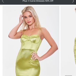 Satin Bodycon Dress - Green forever 21